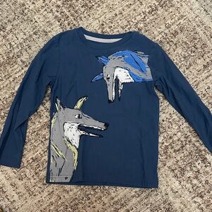 Tea Collection Navy Long Sleeve with Wolf Graphic